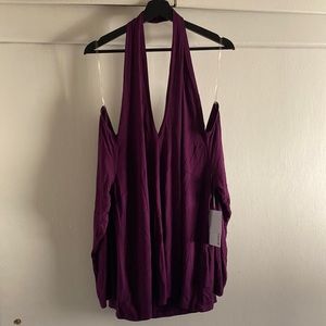 Purple halter with sleeves